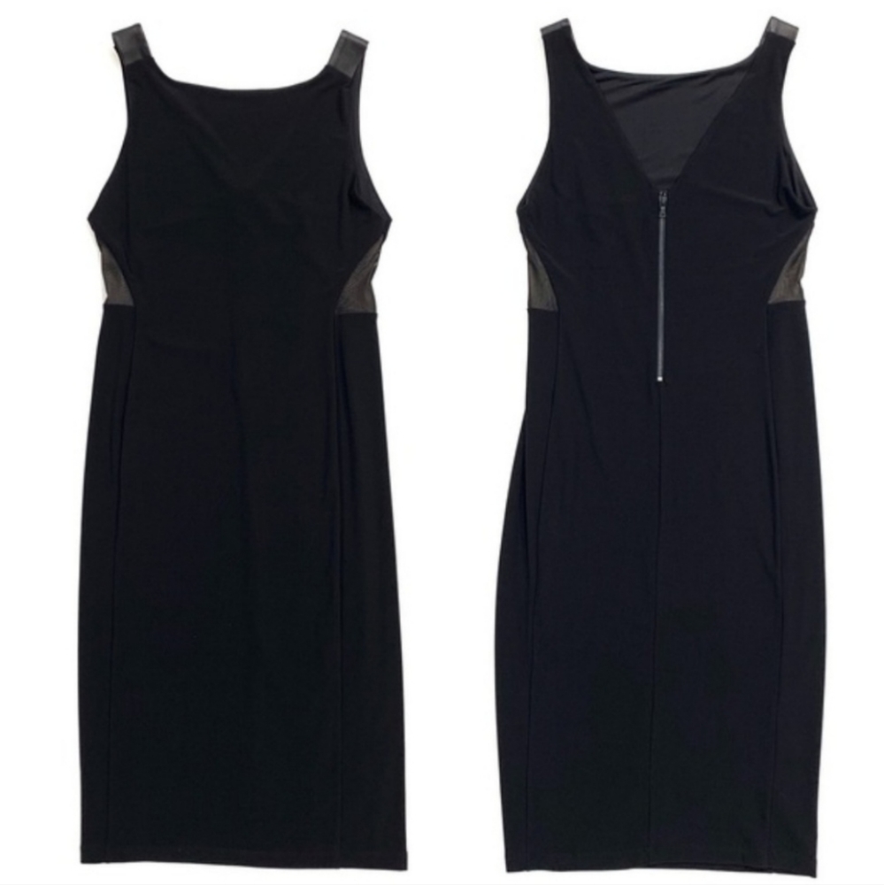 Alice + Olivia Dress Black Leather Mesh Sleeveless Bodycon Formal Cocktail Party